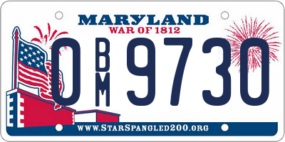 MD license plate 0BM9730