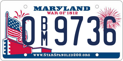 MD license plate 0BM9736