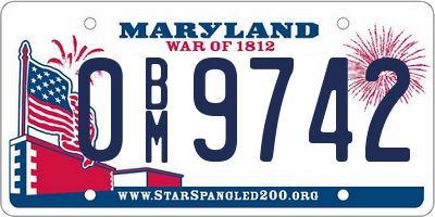 MD license plate 0BM9742