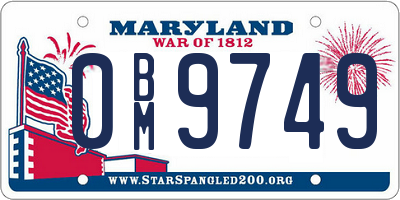 MD license plate 0BM9749