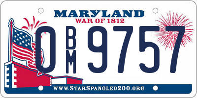 MD license plate 0BM9757