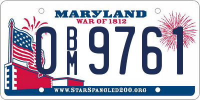 MD license plate 0BM9761