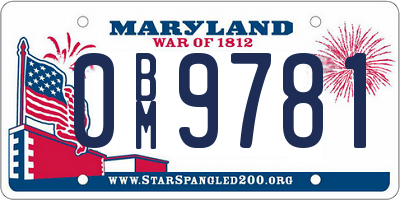 MD license plate 0BM9781