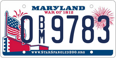 MD license plate 0BM9783