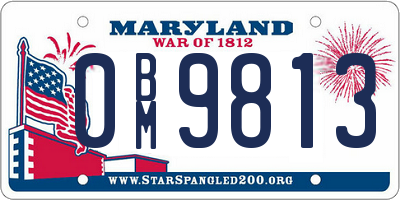 MD license plate 0BM9813