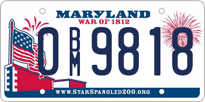 MD license plate 0BM9818