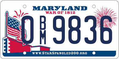 MD license plate 0BM9836