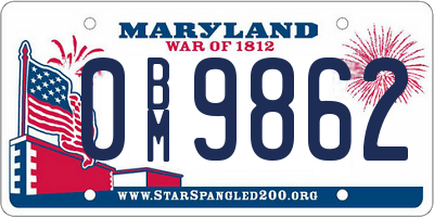 MD license plate 0BM9862