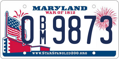 MD license plate 0BM9873