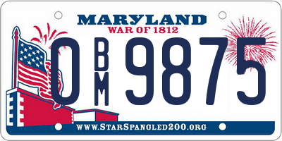 MD license plate 0BM9875