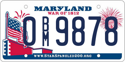 MD license plate 0BM9878