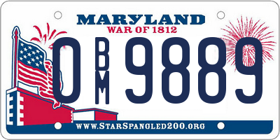 MD license plate 0BM9889