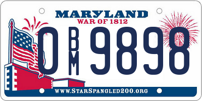 MD license plate 0BM9898