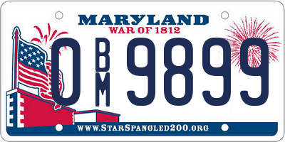 MD license plate 0BM9899