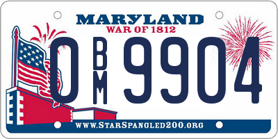 MD license plate 0BM9904