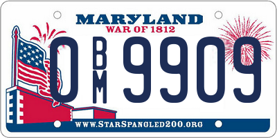 MD license plate 0BM9909