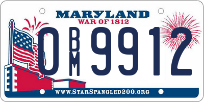 MD license plate 0BM9912