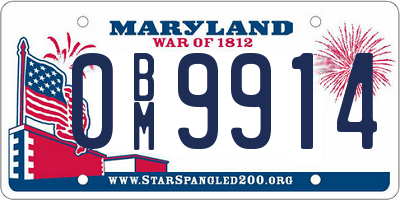 MD license plate 0BM9914