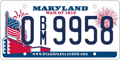 MD license plate 0BM9958