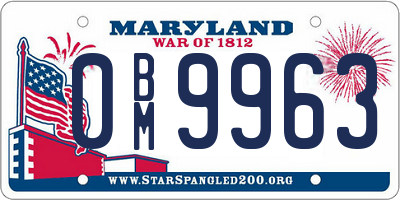 MD license plate 0BM9963