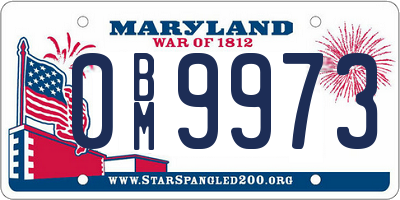 MD license plate 0BM9973