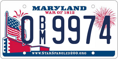 MD license plate 0BM9974