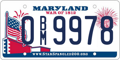 MD license plate 0BM9978