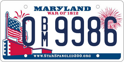 MD license plate 0BM9986