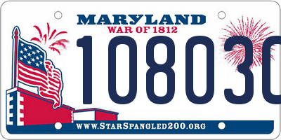 MD license plate 10803CK