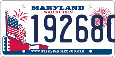 MD license plate 19268CH