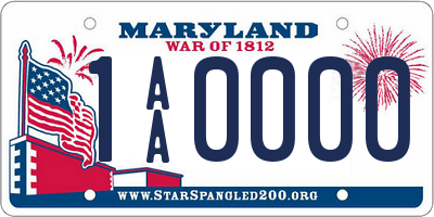 MD license plate 1AA0000