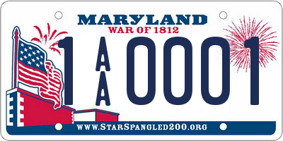 MD license plate 1AA0001