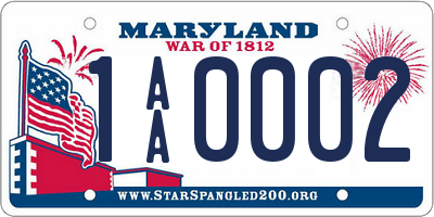 MD license plate 1AA0002