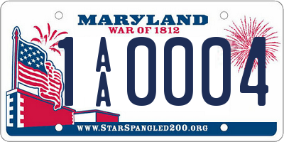 MD license plate 1AA0004