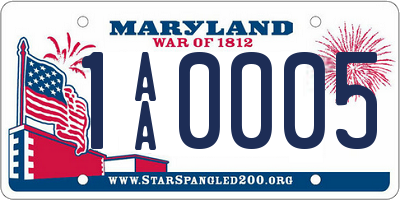 MD license plate 1AA0005