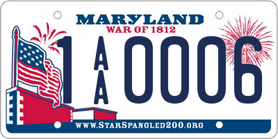 MD license plate 1AA0006