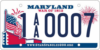 MD license plate 1AA0007