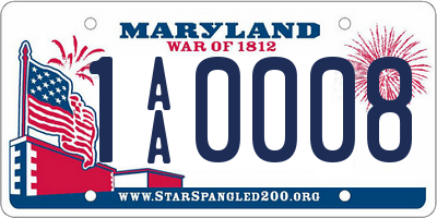 MD license plate 1AA0008