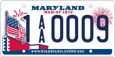 MD license plate 1AA0009