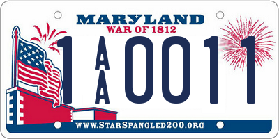 MD license plate 1AA0011