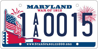 MD license plate 1AA0015