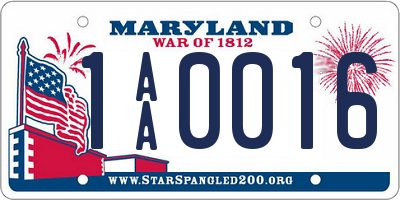 MD license plate 1AA0016