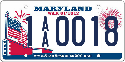 MD license plate 1AA0018