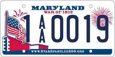 MD license plate 1AA0019