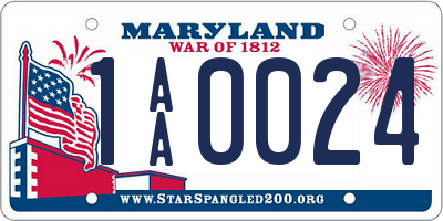 MD license plate 1AA0024