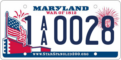 MD license plate 1AA0028