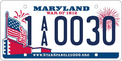 MD license plate 1AA0030