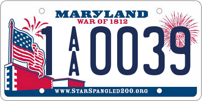 MD license plate 1AA0039