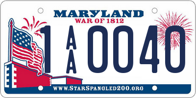 MD license plate 1AA0040