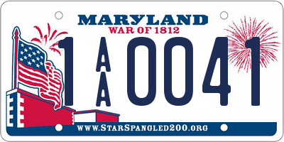 MD license plate 1AA0041